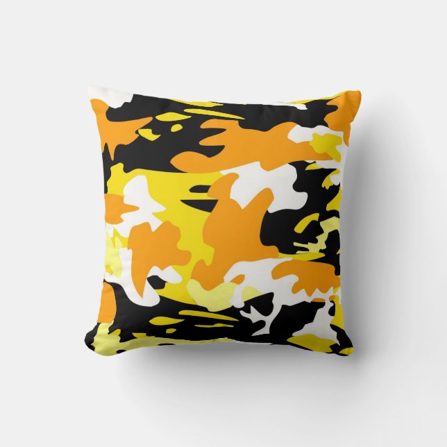 Cojín decorativo naranja Camo (Anverso)