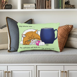 Cojín Decorativo Naranja Cat Coffee Mug Blue