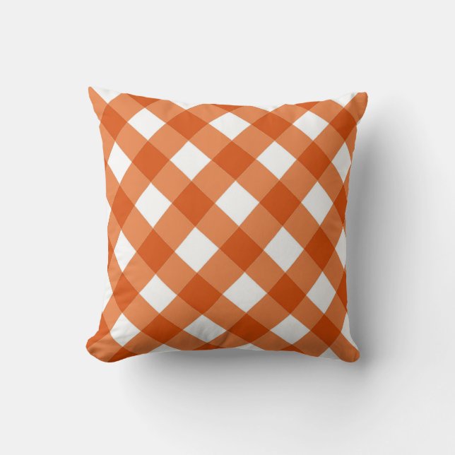 Cojín Decorativo Naranja Checkered (Anverso)