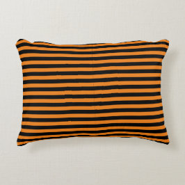 Cojín Decorativo Naranja clásico y rayas negras