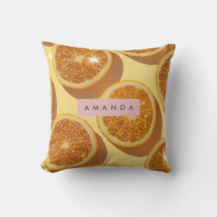 Cojín Decorativo Naranja con Brillo de Citricos Personalizado