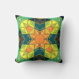 Cojín Decorativo Naranja cuadrado de Kaleidoscope Mosaico amarillo