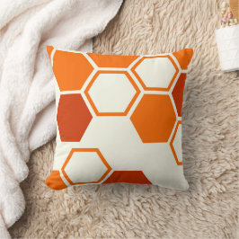 Cojín Decorativo Naranja de abeja hexagonal geométrica