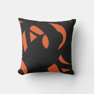 Cojín Decorativo Naranja de arte contemporáneo / negro
