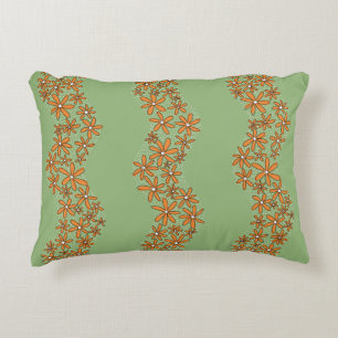 Cojín Decorativo Naranja de bandas de flor de cadena de margarita c