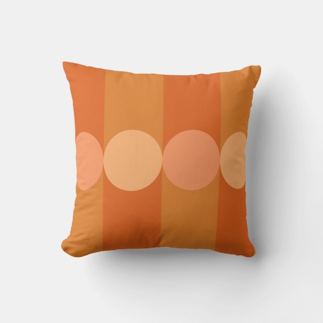 Cojín Decorativo Naranja de bandas de geometría retro (Anverso)