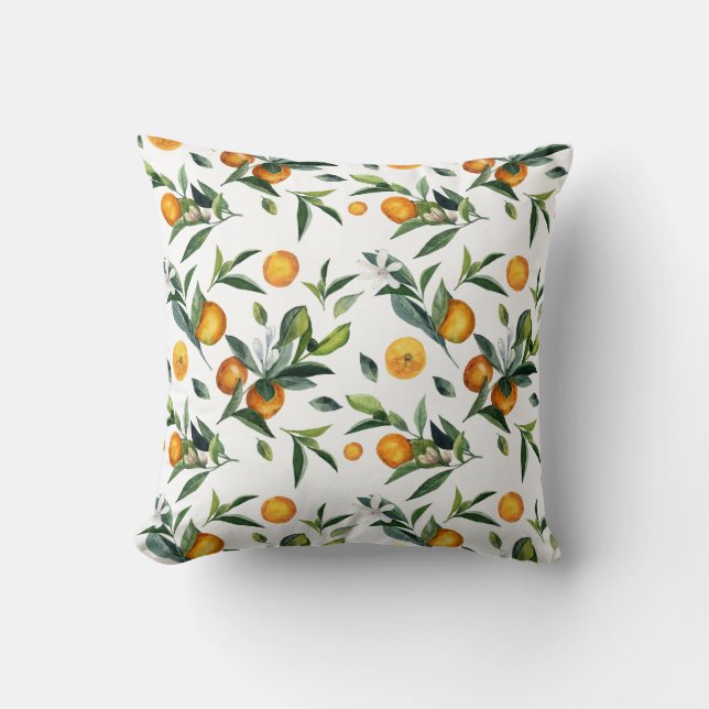 Cojín Decorativo Naranja de cítricos de la mandarina (Anverso)