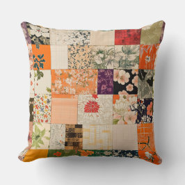 Cojín Decorativo Naranja de cosecha Kimono Patchwork