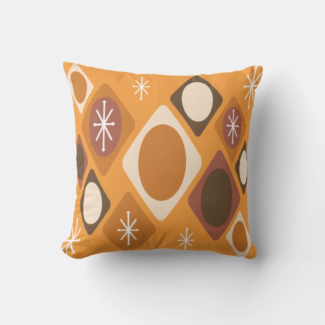 Cojín Decorativo Naranja de Diamonds Ovals Starbursts (Anverso)