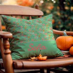 Cojín decorativo naranja de flor de acuarela paste