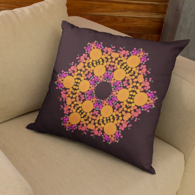 Cojín Decorativo Naranja de flores Dot Mandala y rosa (Subido por el creador)