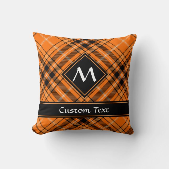 Cojín Decorativo Naranja de Halloween Tartan (Anverso)