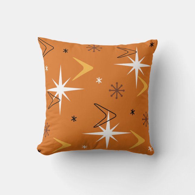 Cojín Decorativo Naranja de las estrellas de Boomerangs de los años (Anverso)