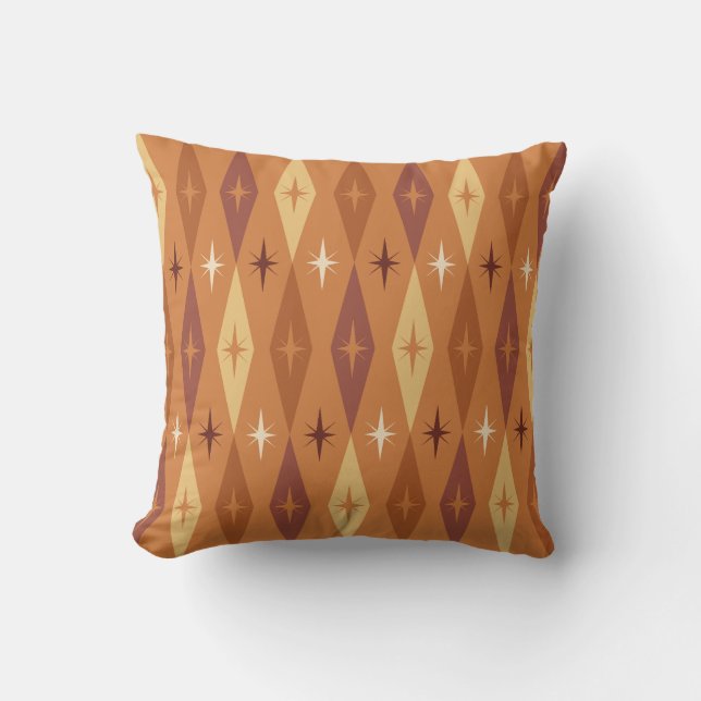 Cojín Decorativo Naranja de las estrellas de diamantes atómicas de  (Anverso)