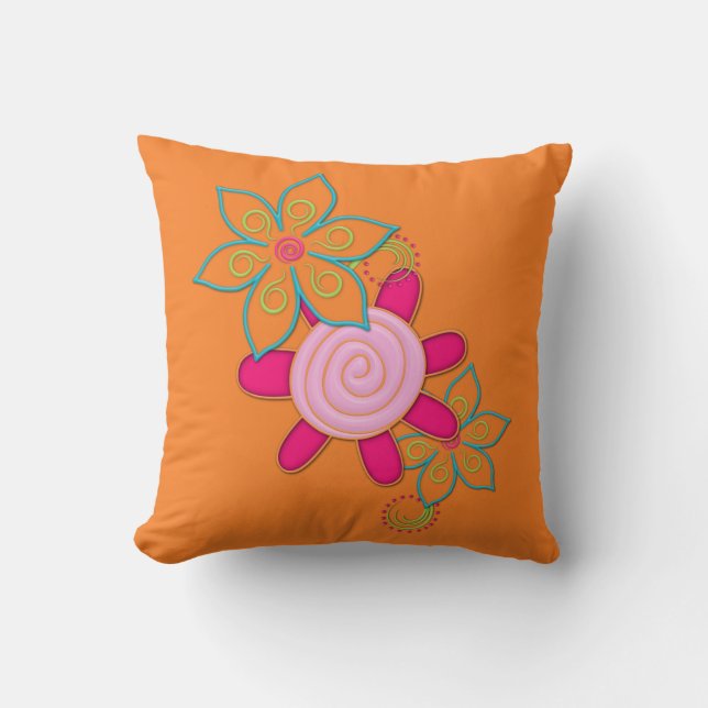 Cojín decorativo Naranja de las flores de Grandmas (Anverso)