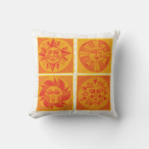 Cojín decorativo Naranja de Mid Century Sun Faces