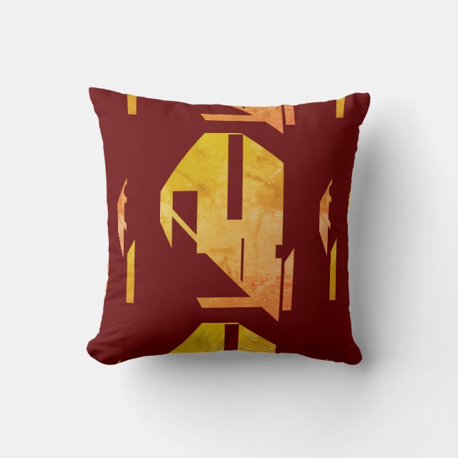 Cojín Decorativo Naranja de oro deslumbrado en Burgundy Southwest L (Anverso)