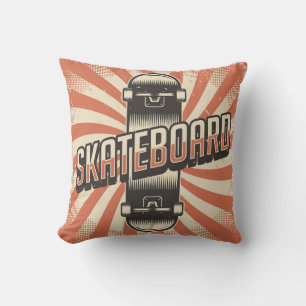Cojín Decorativo Naranja de patinaje de patinaje retro vintage Clas