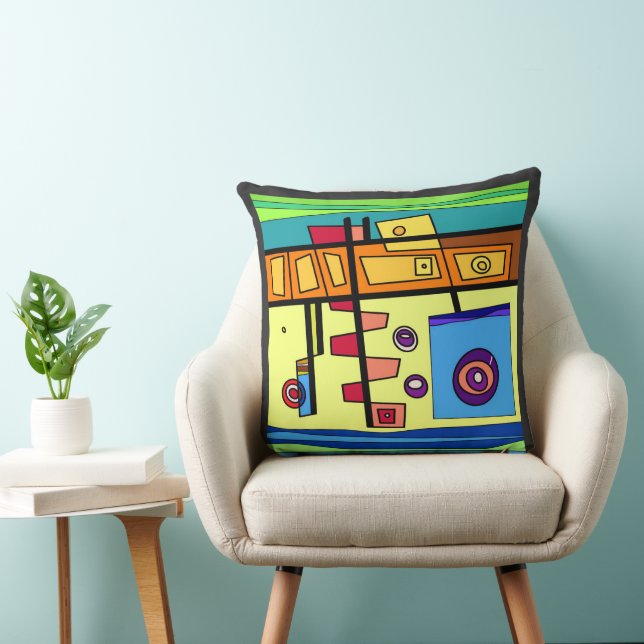 Cojín Decorativo Naranja de vida submarina verde azul amarillo (Silla)