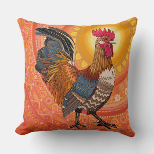 Cojín Decorativo naranja del amanecer de gallo