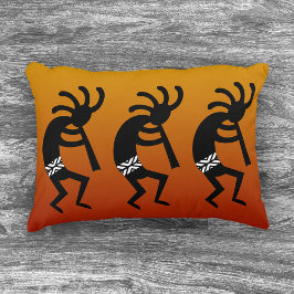 Cojín Decorativo Naranja Del Suroeste Y Baile Negra Kokopelli