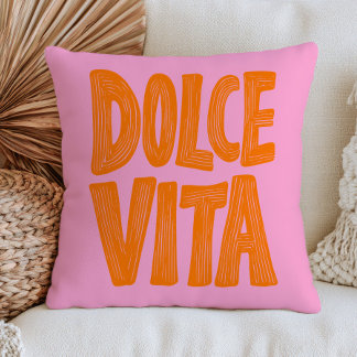 Cojín Decorativo Naranja Dolce Vita sobre Rosa Pastel Moderno Itali