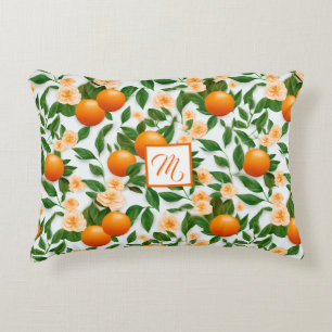 Cojín Decorativo Naranja elegante Blossom Monogramado Decorativo