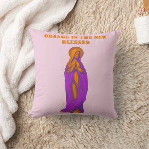 Cojín Decorativo Naranja es la Nueva Imagen de la Virgen María Bend