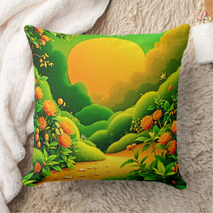 Cojín Decorativo Naranja exuberante Arte Jardín