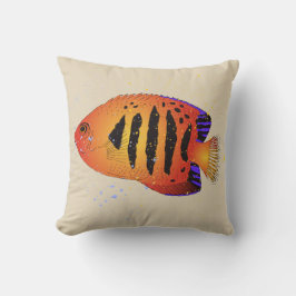 Cojín Decorativo Naranja Flame Angelfish Acuario Tropical Arte