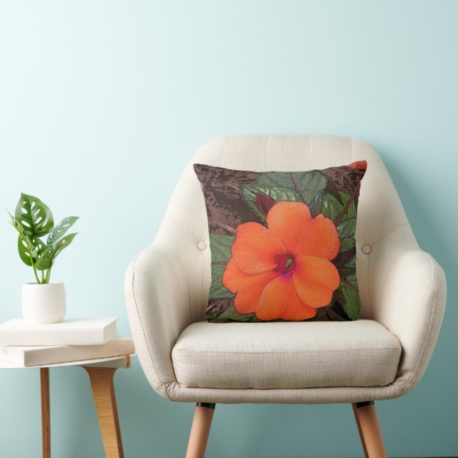 Cojín Decorativo Naranja Flor Closeup (Silla)