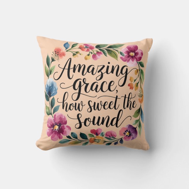 Cojín Decorativo Naranja floral Amazing Grace (Anverso)