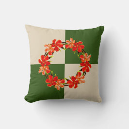 Cojín Decorativo Naranja Floral | Oleander | Verde y caqui