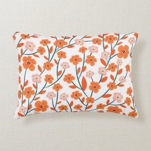 Cojín Decorativo Naranja floral Pastel blanco sin soldadura