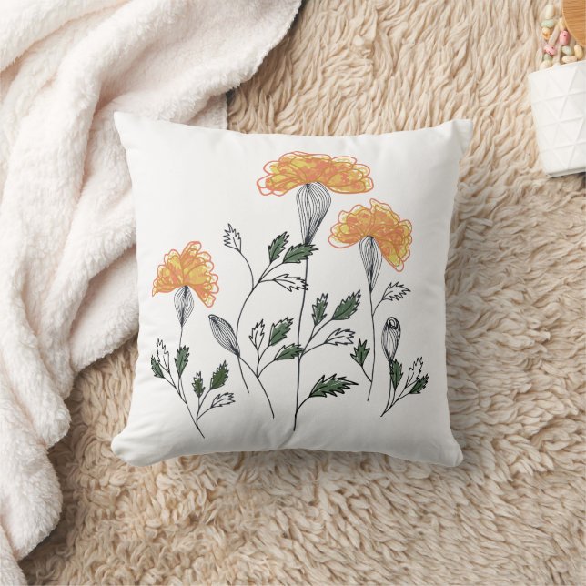 Cojín decorativo naranja Flores (Manta)