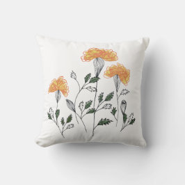 Cojín decorativo naranja Flores