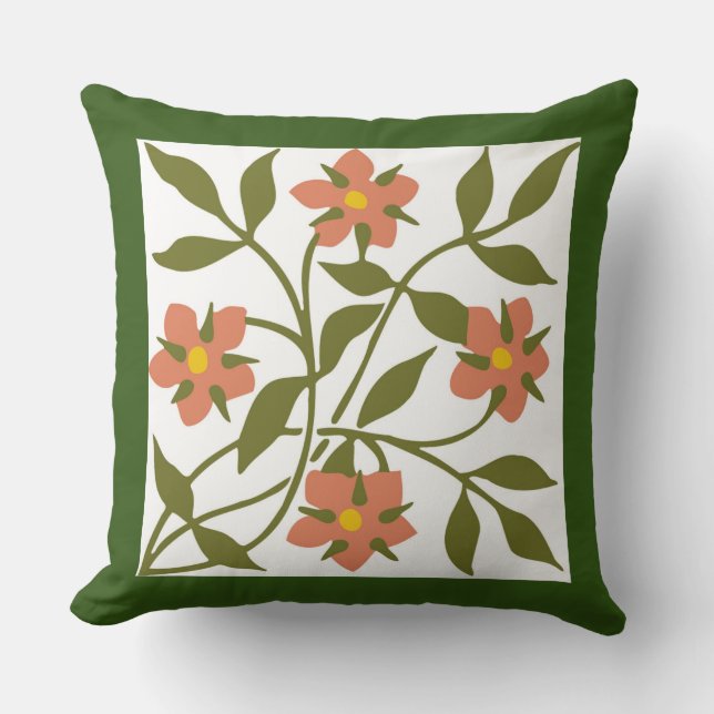 COJÍN DECORATIVO naranja FLOWERS (Anverso)