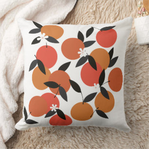 Cojín Decorativo Naranja Fruta Moderno de Mitad de Siglo