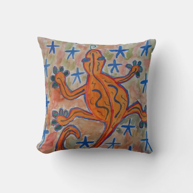 Cojín Decorativo Naranja Gecko Throw Cushion (Anverso)
