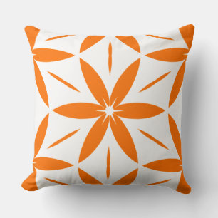 Cojín Decorativo Naranja Geométrico Floral Moderno de Medianos del 