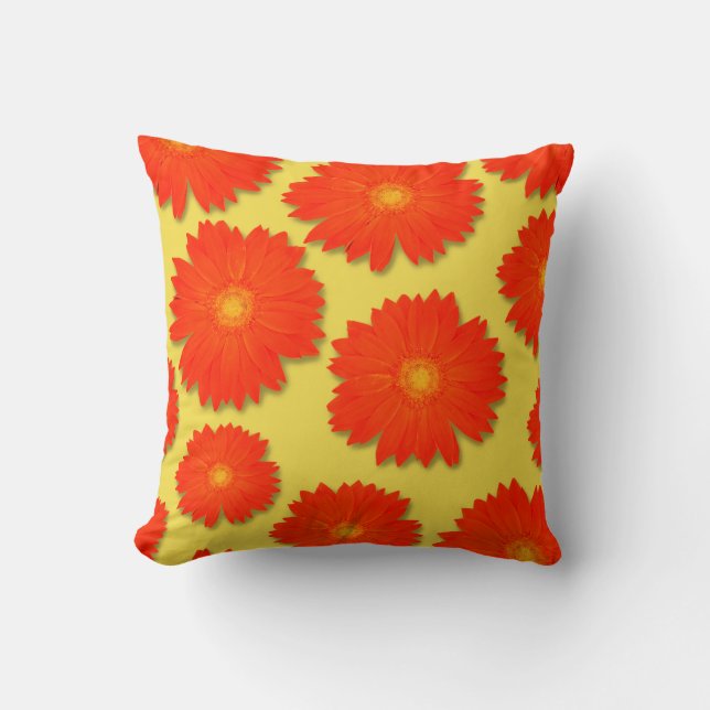 Cojín Decorativo Naranja Gerbera 2 (Anverso)