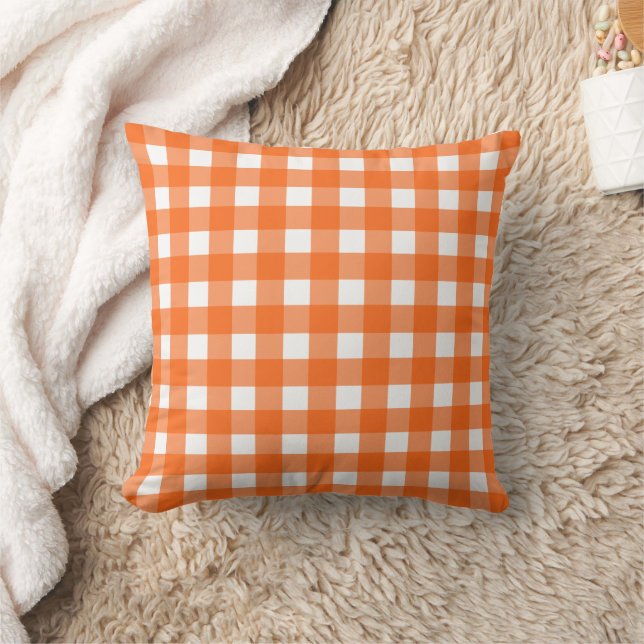 Cojín Decorativo Naranja Gingham Check (Manta)