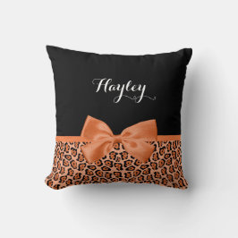 Cojín Decorativo Naranja Girona Negro Jaguar Cinta Cuta Con Nombre
