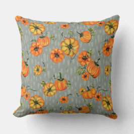 Cojín Decorativo Naranja/Greige de las calabazas de otoño de color 