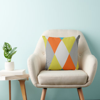 Cojín Decorativo Naranja gris amarillo Patrón geométrico moderno az