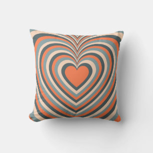 Cojín Decorativo Naranja Gris Hypnotic Heart Love Pattern
