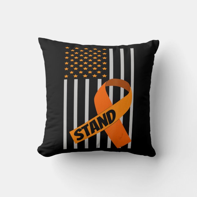 Cojín Decorativo Naranja guerrero Ribbon Leukemia Conciencia sobre  (Anverso)