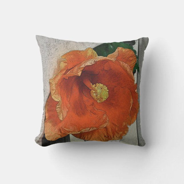 COJÍN DECORATIVO NARANJA HIBISCUS (Anverso)