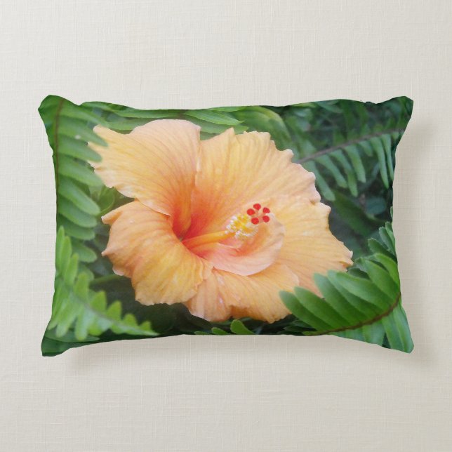 Cojín Decorativo Naranja Hibiscus Flower with Fermes (Anverso)