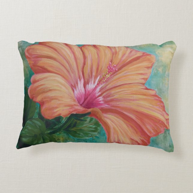 Cojín Decorativo Naranja Hibiscus Pillow (Reverso)